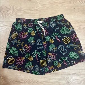 SIMPLY SOUTHERN mens L Navy Tropical Print Swim Shorts trunks NWOT